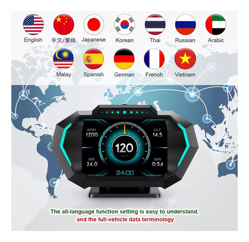 Velocímetro Hud P24 De Double System Obd&gps Smart Gauge
