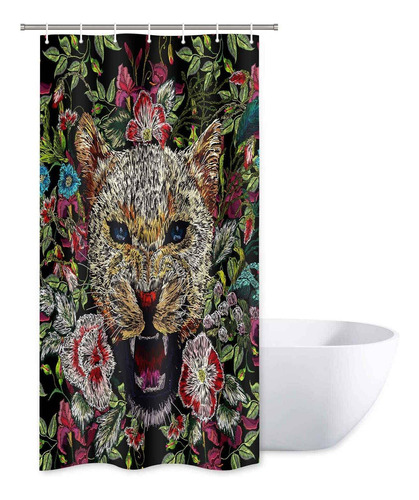 Cortina Ducha Diseño Floral Tigre Decoracion Baño Hoja