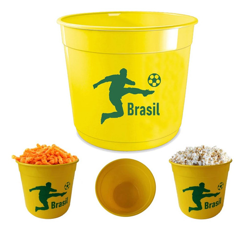 Balde De Pipoca Copa Do Mundo 2022 Amarelo 3 Litros