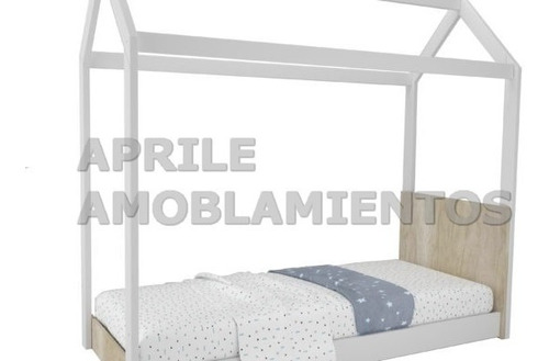 Imagen 2 de 4 de Cuna Funcional Nórdica Casita Laqueada Mesa De Luz