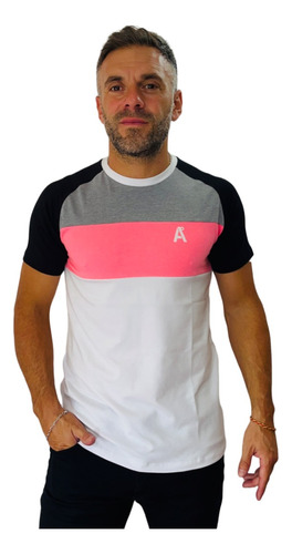 Remera Lake Combinada Slim Fit Hombre Entallada Premium