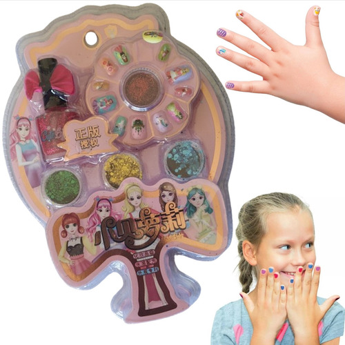 Juego Set De Manicure Para Niñas Pintura Uñas Escarcha Linfi