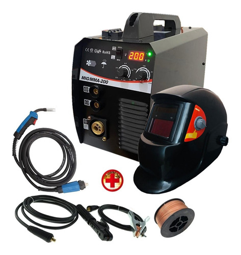 Soldadora 2en1 Mig 200a Sin Gas Y Electrodo +careta+alambre