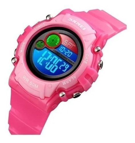 Reloj Skmei 1477 Niños Luz Multicolor Crono Alarma Gtia