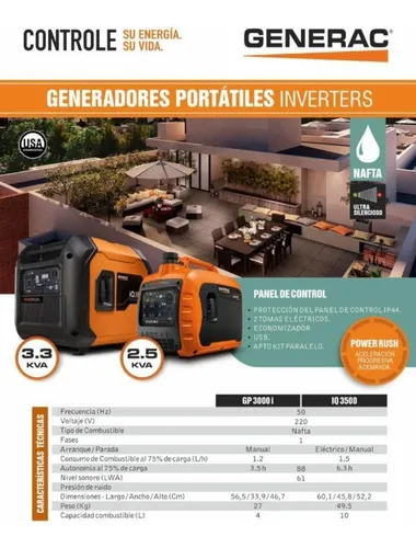 Generador Grupo Electrógeno Generac Gp 3000i - 2,5 Kva