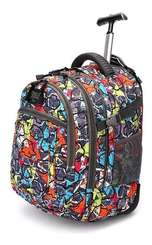 Imagen 7 de 10 de Mochila Carro Porta Notebook Monocomando Viaje Valija Ruedas Reforzada Divisiones Bolsillos Premium Happy Buy