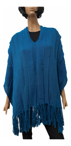 Poncho Azul De Alpaca - Peru Étnico