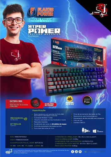 Teclado Mecânico Gamer Flakes Power FLKTM002 Hyper Power Rainbow - Shopping  TudoAzul Acúmulo