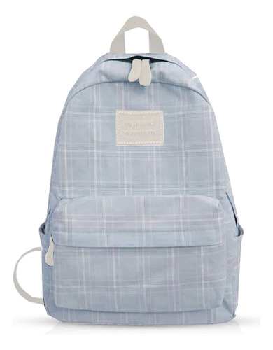 Mochila Clásica De Gran Capacidad A Cuadros.  Estilo Preppy.