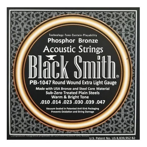 Encordado Acustica Blacksmith 010-47 Phospor Bronze