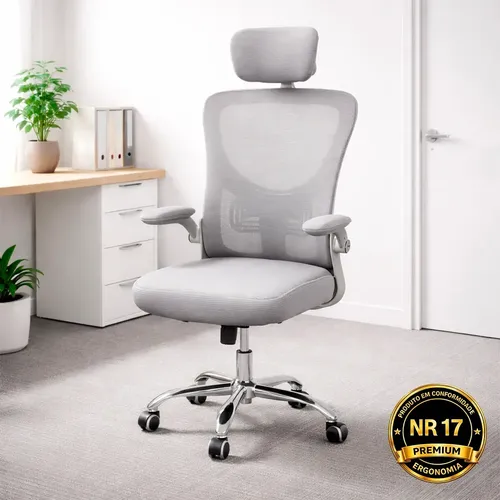 Cadeira Escritório Ergonômica Premium Nr17 Giratoria Regulagem Al...