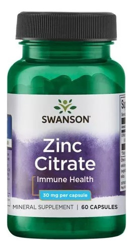 Zinc Citrato 30mg 60 Cápsulas - Inmune, Antioxidante Swanson