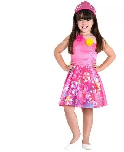 Fantasia Barbie Princesa Pop Star Infantil Com Coroa