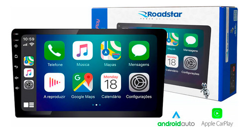 Multimídia Mp5 Rs908br Prime Apple Carplay Tela 9 Polegadas