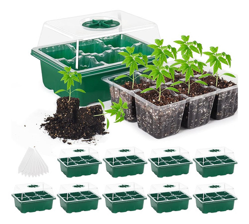 Mixc 10 Set Seedling Trays Seed Starter Kit, 60 Large Cells 