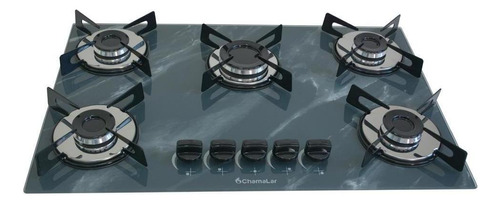 Fogão Cooktop Chapa 5bocas Ultra Chama 127/220v Marmo Cinza