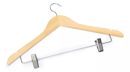  Juego de perchas para trajes, 10 piezas, clip especial sin  costuras, clip de madera fuerte de una palabra, adecuado para recortar  faldas de mujer, faldas, faldas largas y faldas cortas (color