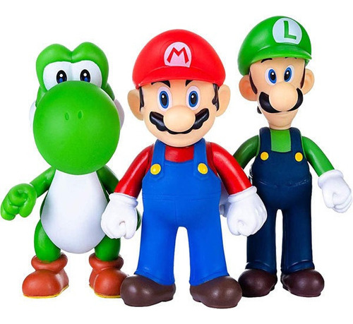 3pcs/set Super Mario Luigi Mario Yoshi Acción Figura Modelo