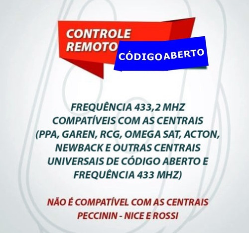 3 Controles Remotos Opentech Para Central Alarme Genno Nice