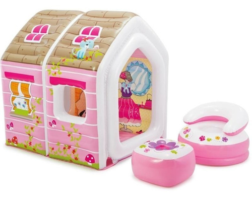Imagen 1 de 10 de Casita Inflable Intex De Princesas + Sillon + Puff + Envio