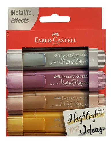 Resaltadores Metalizados Faber Castell X 4 Colores