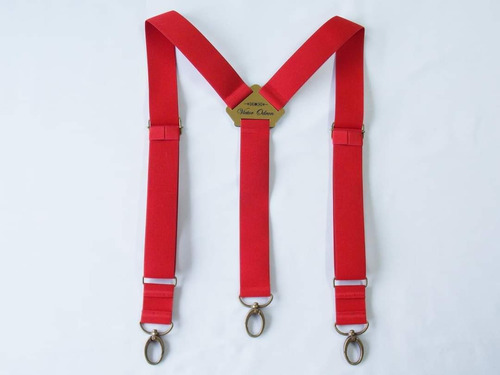 Tirador Pantalón Suspenders Mosquetón Bronce Rojo 2 Pun. 4cm