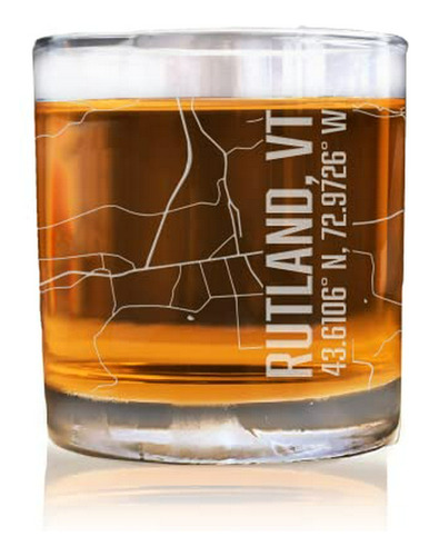 Vasos De Old Fashioneds, Rutland Vermont City Map Whisky Gla