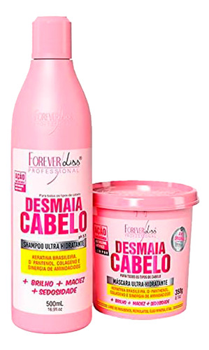 Kit Desmaia Cabelo Shampoo 500mle Máscara 350g Forever Liss