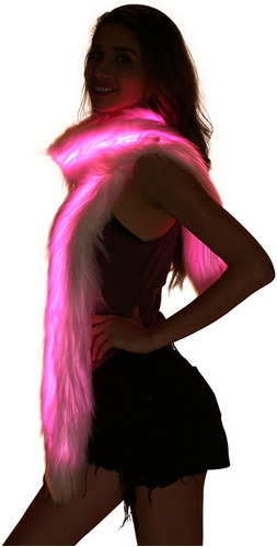 Led Scarf Light Up Fur Boa Glow Up Flashing Fun Novedad...
