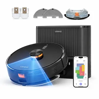 Robô Aspirador VONKO S6 Pro 8000Pa com LiDAR 2.0, Base Autoesvaziante 2.5L, Aspira e Passa Pano, App, Alexa, Google Assistant, até 180min