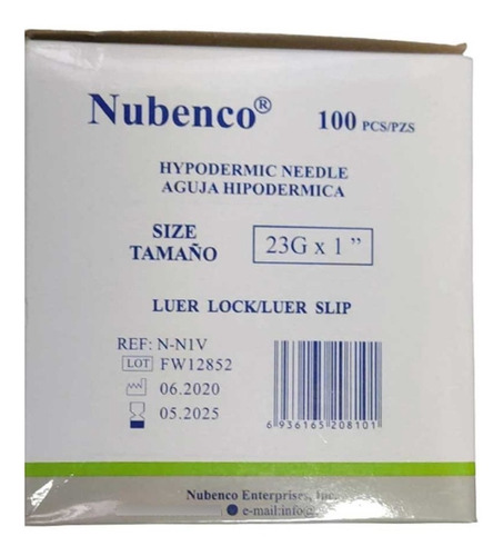 Imagen 1 de 3 de Aguja Hipodermica 23 G X 1 Nubenco