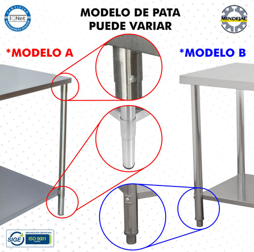 Mesa Con Repisa Acero Inoxidable 110x60x90 Cm