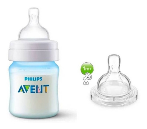 Tetero Biberon Avent Classic Anticolico 4oz + Tetina Extra