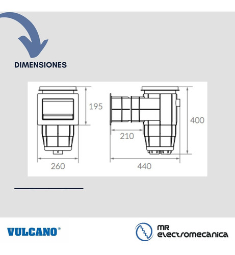 Imagen 7 de 10 de Skimmer Vulcano Boca Chica P/ Pileta Hormigón 20cm 119002