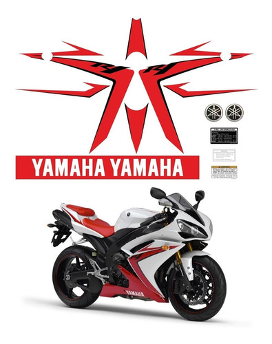 Kit Adesivos Moto Yamaha R1 2007 Branca E Vermelha Ca-00701