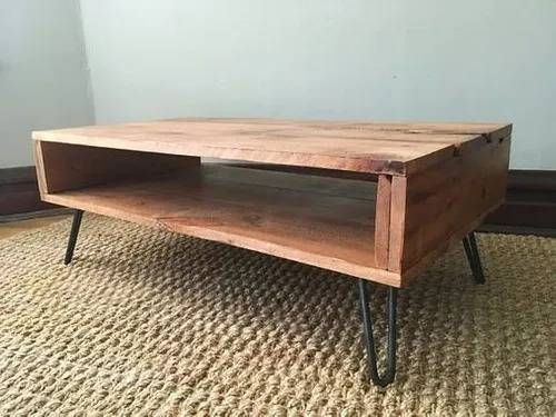 Mesa Auxiliar Estilo Industrial Centro Madera De Pino Sala