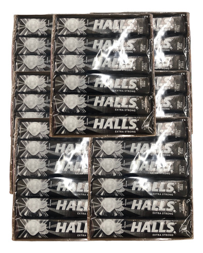 Pastillas Negras Extra Strong 84pz 9 Caramelos C/u Halls