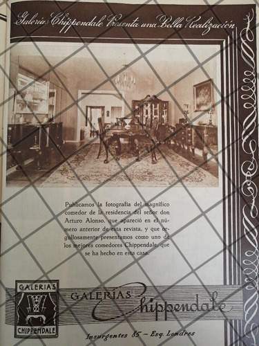 Cartel Publicitario Antiguo Galerias Chippendale 1948 6