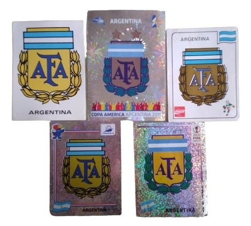 Cinco Figuritas De Escudos De Afa. Tres Son Brillantes