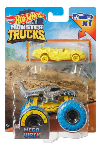 Veículo de brinquedo Hot Wheels Mt Mega Wrex e Crushed Sedan