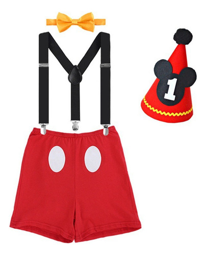 Disfraces De Mickey Mouse Para Bebés Niños Accesorios Para Fotos De Primer Cumpleaños Pajarita Con Tirantes 1