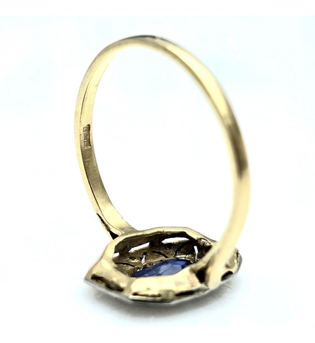 Anillo Oro Zafiro Brillantes Vistas En Platino 2,5g T23