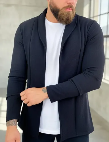 Blazer Cardigan Comprido Longo Masculino Casaco Manga Longa - R$ 71,01