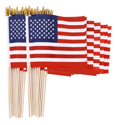 Winwink Paquete De 100 Banderas Americanas Pequeñas En Palo,