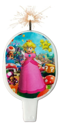 Vela Princesa Peach  Mario Bros Decoración Para Pastel Fiest