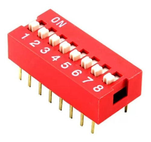 Dip Switch 8 Canales Rojo Separacion 2.54mm 10 Piezas