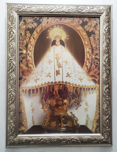 Virgen De Juquila En Marco Plateado C 48 X 36 Cms