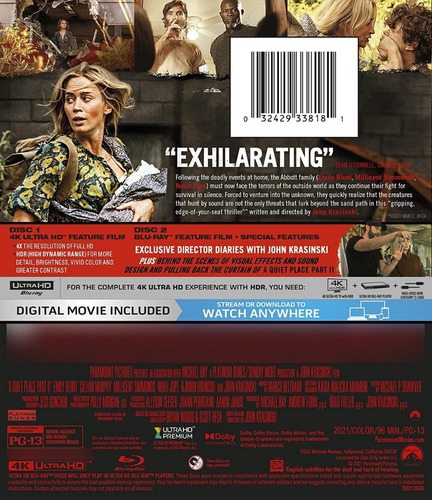 Imagen 2 de 3 de 4k Ultra Hd + Blu-ray A Quiet Place 2 Un Lugar En Silencio 2