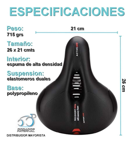 Imagen 6 de 10 de Asiento 305 Muy Comodo Espuma Memoria Prostatico Paseo Mtb