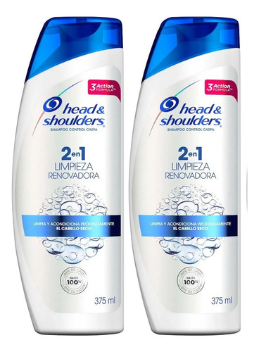 2 Shampoo Head & Shoulders 2 En 1 Limpieza Renovadora 375ml